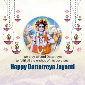 Dattatreya Jayanti greeting with Lord Dattatreya image