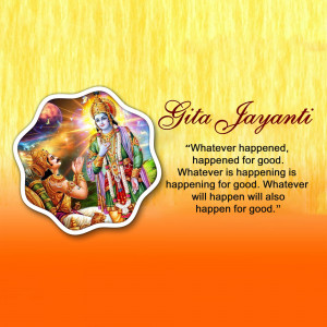 Image depicting Lord Krishna and Arjuna with a Gita Jayanti message.