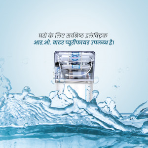AO Water Purifier with water splash background