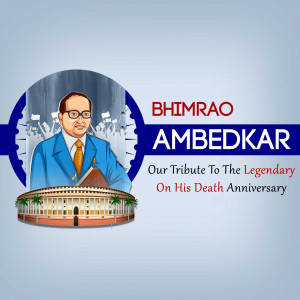 Portrait of Dr. B.R. Ambedkar with Indian Parliament in the background