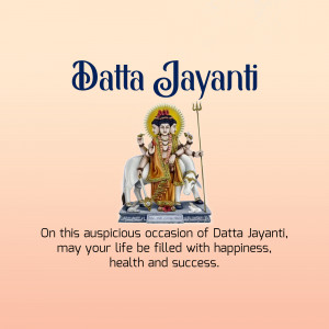 Image depicting Lord Dattatreya with a festive Datta Jayanti message.