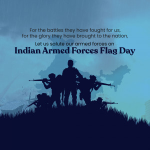 Silhouette of soldiers with Indian flag colors and map in the background, honoring Indian Armed Forces Day.