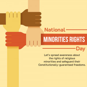 Illustration of diverse hands clasped together with text 'National Minorities Rights Day'