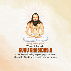 Image of Guru Ghasidas with text commemorating his Jayanti