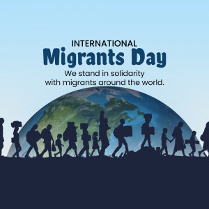 Image depicting silhouettes of migrants walking with the Earth in the background, celebrating International Migrants Day.