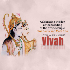 Image depicting Lord Rama and Mata Sita on their wedding day, celebrating Vivah Panchami.