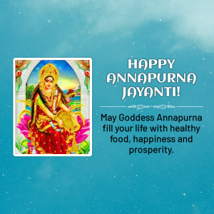 Image depicting Goddess Annapurna with a festive greeting for Annapurna Jayanti.