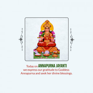 Image of Goddess Annapurna with text 'Annapurna Jayanti'