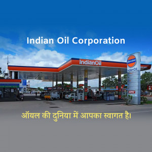 Indian Oil gas station with branding and vehicles
