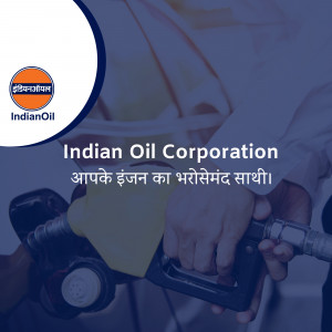 Indian Oil Corporation petrol pump with a hand fueling a vehicle