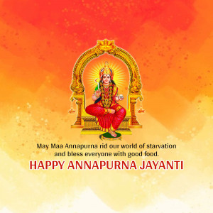 Image of Goddess Annapurna with a message for Annapurna Jayanti