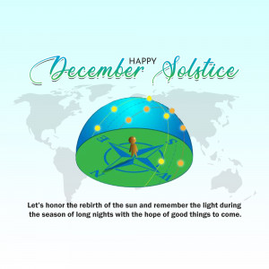 Illustration of the December Solstice with a globe and compass