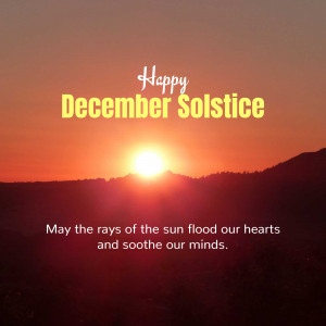Sunset with text 'Happy December Solstice'