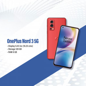 OnePlus Nord 3 5G red smartphone with display specifications