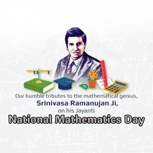 Image commemorating Srinivasa Ramanujan on National Mathematics Day