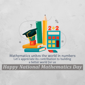 Illustration of math tools and symbols celebrating National Mathematics Day