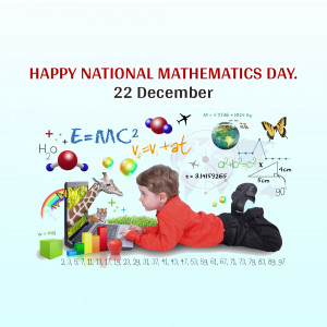 Illustration celebrating National Mathematics Day with a child learning math concepts.