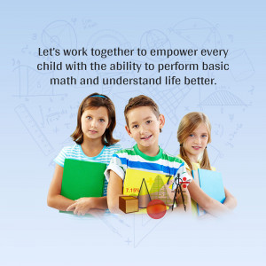 Three children with math tools and diagrams