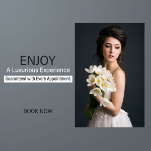 Woman holding flowers with text 'Enjoy a Luxurious Experience'