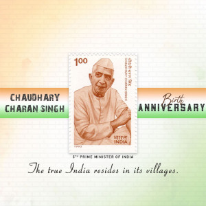 Indian postage stamp featuring Chaudhary Charan Singh