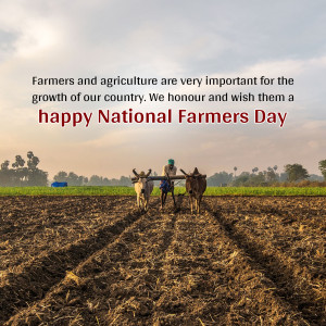 A farmer plowing a field with oxen on National Farmers Day