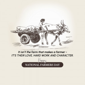 Sketch of a farmer with an ox-drawn cart, celebrating National Farmers Day.