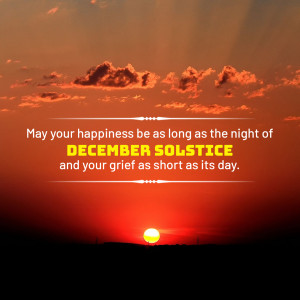 Sunset with text wishing happiness as long as the night of December Solstice
