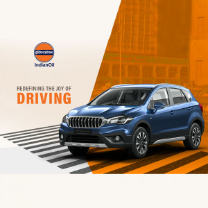 Blue SUV car with IndianOil branding