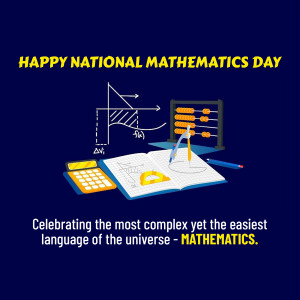 Image celebrating National Mathematics Day with mathematical tools and concepts.