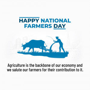 Illustration of a farmer plowing a field with oxen for National Farmers Day