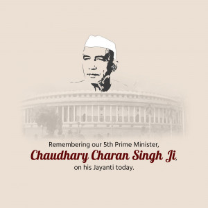 Portrait of Chaudhary Charan Singh with Parliament House in the background