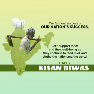 Image depicting an Indian farmer with the map of India in the background, celebrating Kisan Diwas.