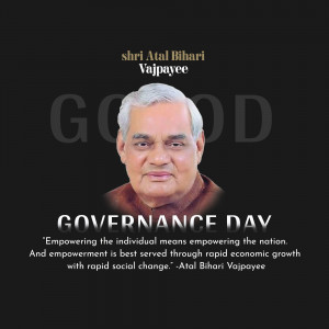 Portrait of Atal Bihari Vajpayee with Good Governance Day text