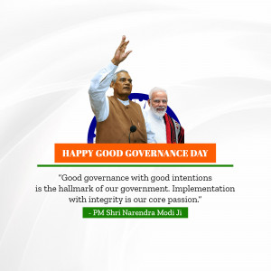 Image of Prime Minister Narendra Modi and a leader with the Indian flag and a Good Governance Day message.