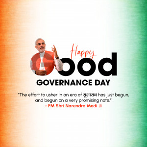 Image commemorating Good Governance Day with Narendra Modi and the Indian flag.