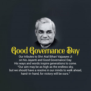 Image commemorating Good Governance Day and Atal Bihari Vajpayee's birth anniversary.