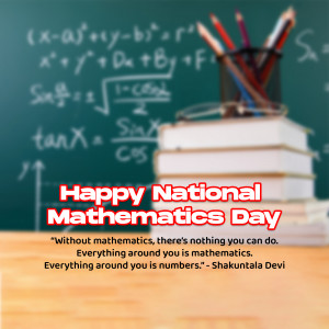 Books, pencils, and mathematical equations celebrating National Mathematics Day