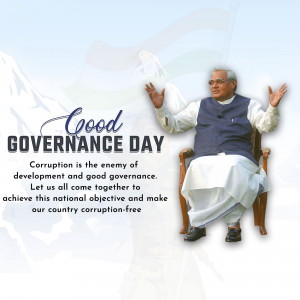Image of Atal Bihari Vajpayee with text 'Good Governance Day' and a message about corruption.