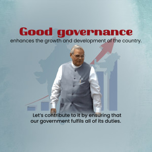 Image of a man in a suit with a graph in the background promoting good governance.