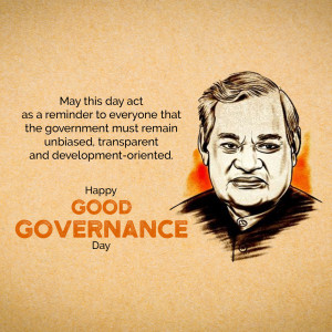 Portrait of Atal Bihari Vajpayee with Good Governance Day message