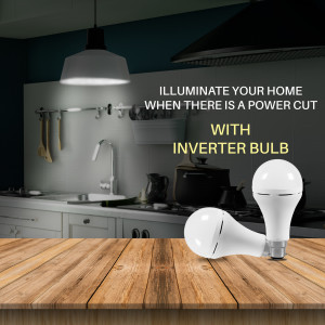 Inverter bulb illuminating a kitchen during a power outage