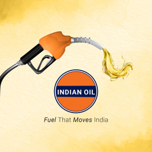 Close-up of an Indian Oil fuel dispenser nozzle pumping fuel with the Indian Oil logo visible.