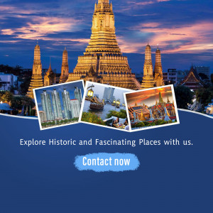 Collage of Bangkok landmarks including Wat Arun and modern city views.