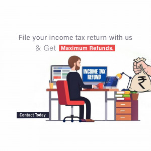 Man filing income tax return with maximum refund promise