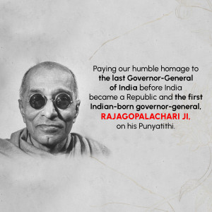 Portrait of C. Rajagopalachari with text commemorating his Punyathithi