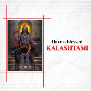 Image of Lord Kal Bhairava with a dog, wishing a blessed Kalashtami