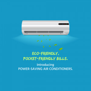 Modern air conditioner with leaves falling, promoting energy savings
