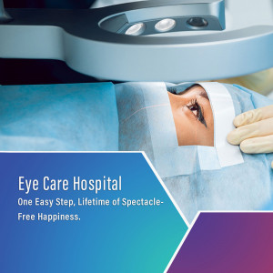 Patient undergoing eye examination with modern medical equipment