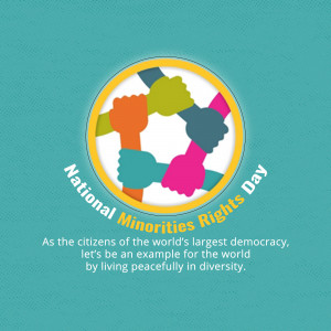 Illustration of diverse hands in a circle with text 'National Minorities Rights Day'