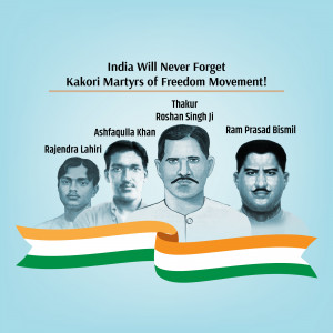 Image depicting the Kakori Martyrs - Ashfaqulla Khan, Rajendra Lahiri, Thakur Roshan Singh, Ram Prasad Bismil.